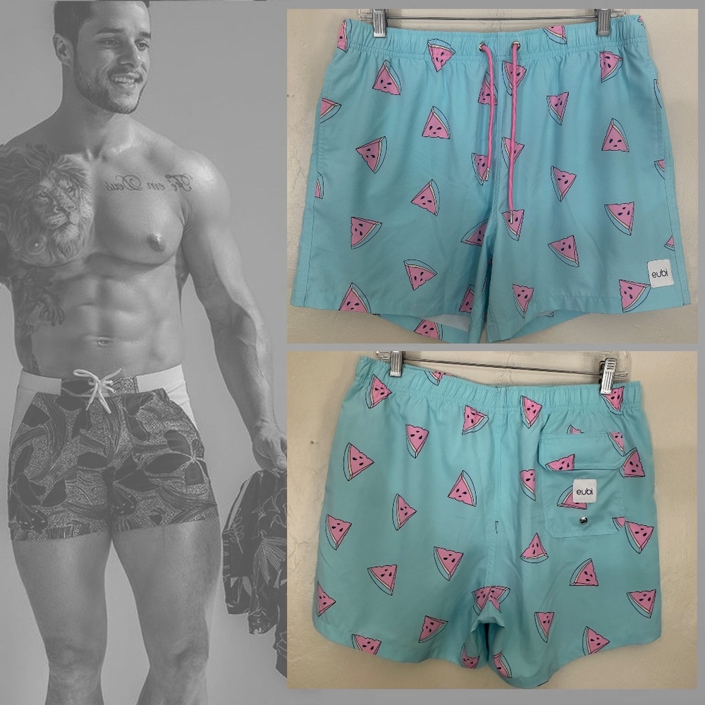 Eubi Swim Trunks Large 32-40" waist 6" inseam Gently worn 90% polyester